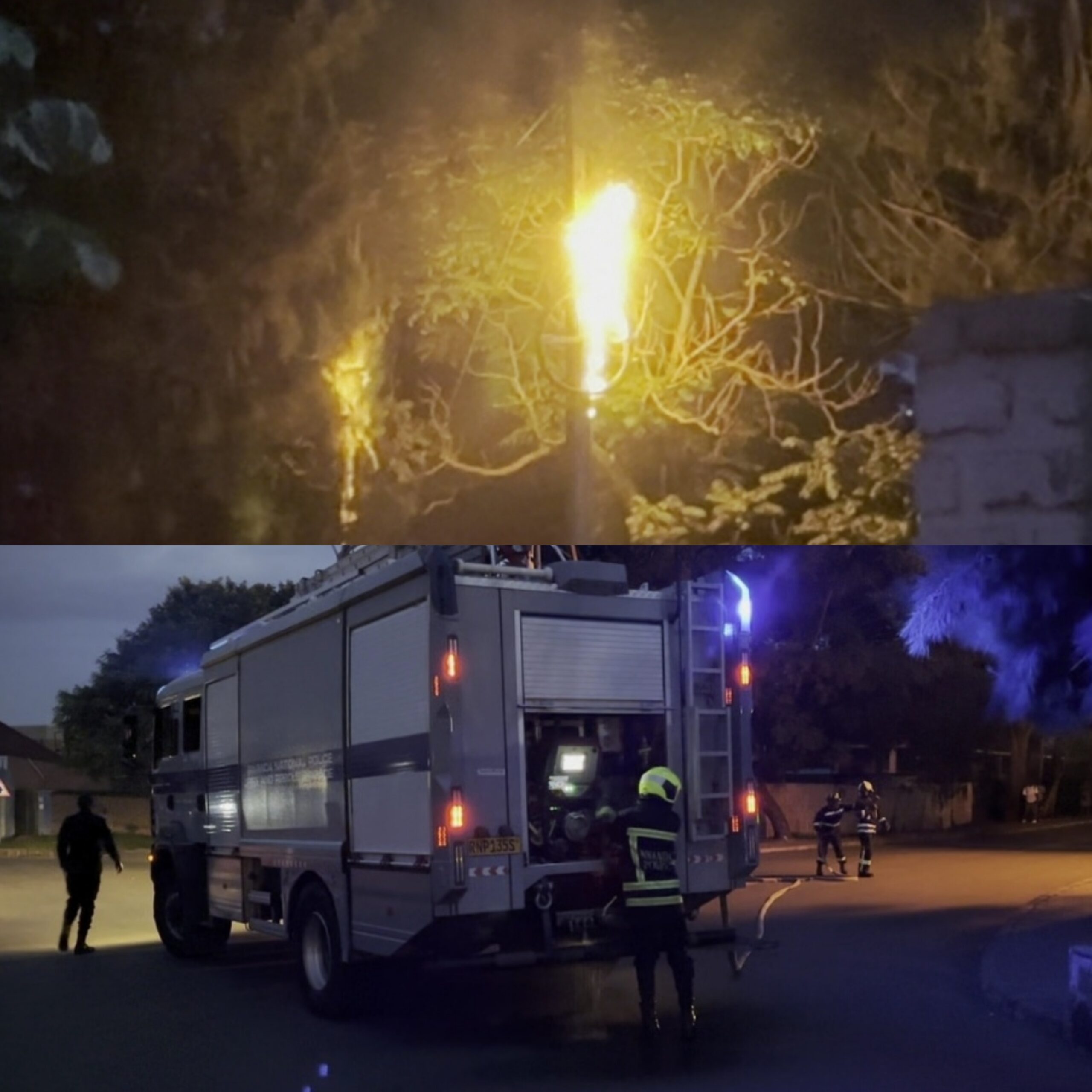 Ipoto y’amashanyarazi yafashwe n’inkongi y’umuriro, Polisi irahagoboka
