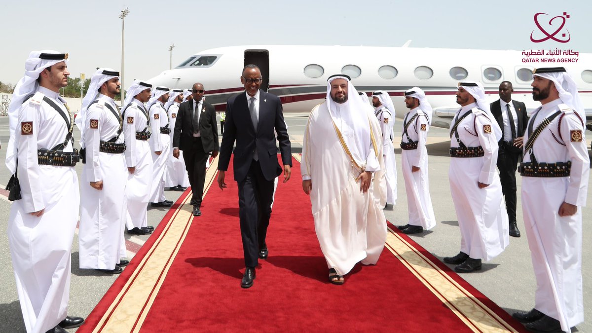 Perezida Kagame yageze muri Qatar yakirwa bidasanzwe