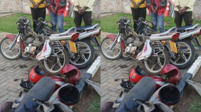 Nyanza: Batatu bafatiwe mu cyuho bashwanyaguza moto bibye