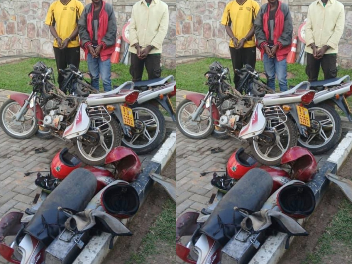 Nyanza: Batatu bafatiwe mu cyuho bashwanyaguza moto bibye
